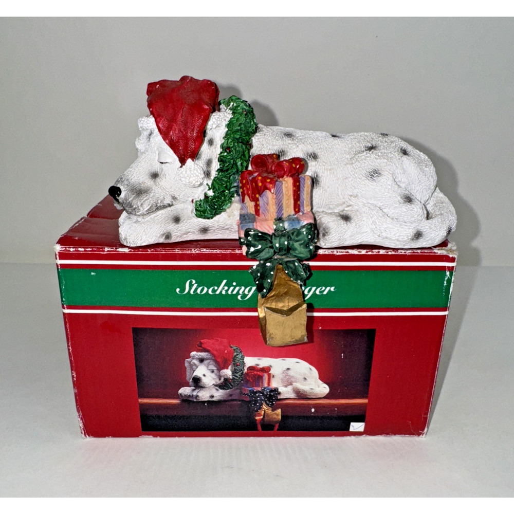 Vintage Dog Dalmatian Stocking Hanger w/ Box – Resin Christmas Decor